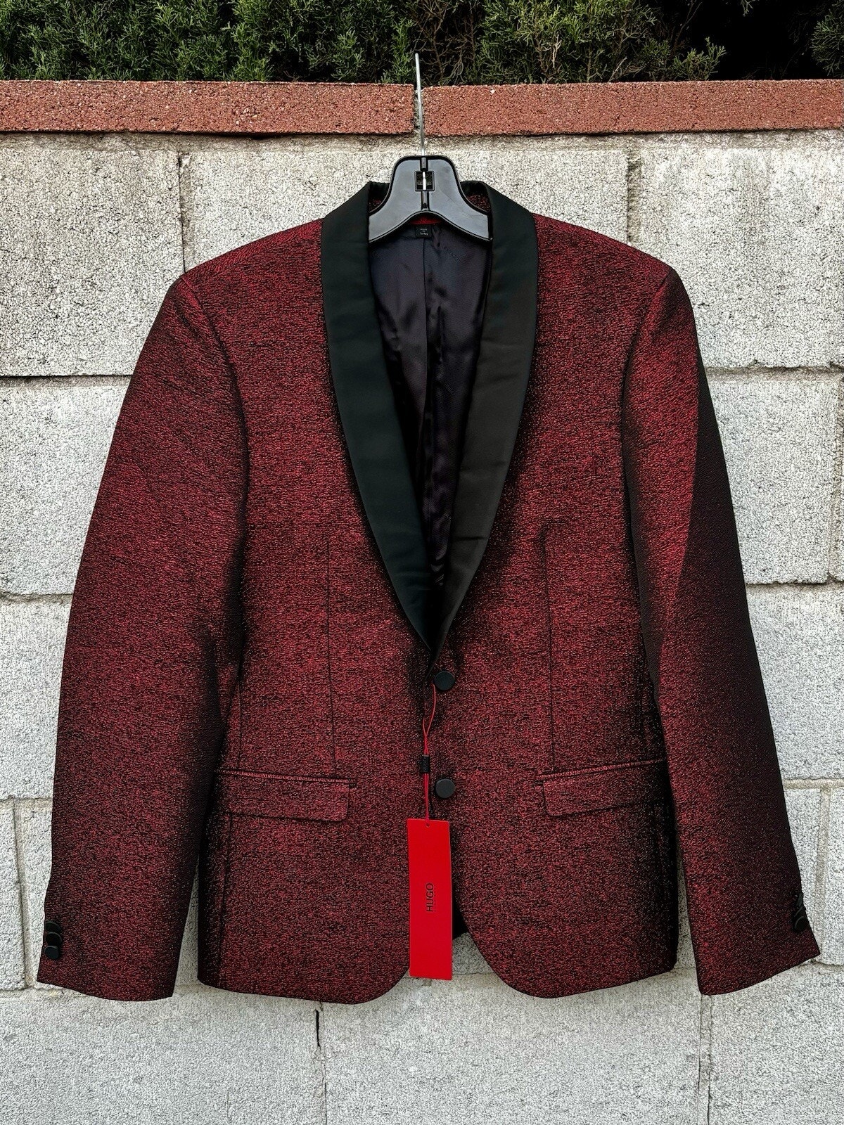 Hugo Boss Metallic Slim Fit Tuxedo Blazer Red Sz 48 Us 38